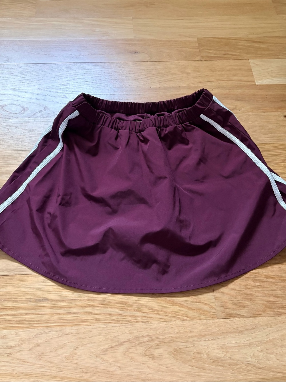 Burgundy Athletic Mini Skort with White Trim